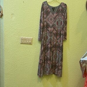 Attitudes by Renee Pink and Gray Long Sleeve Dress